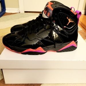 Womens WMNS Air Jordan 7 RetroBasketball Shoes/SneakersBlack Patent Leather